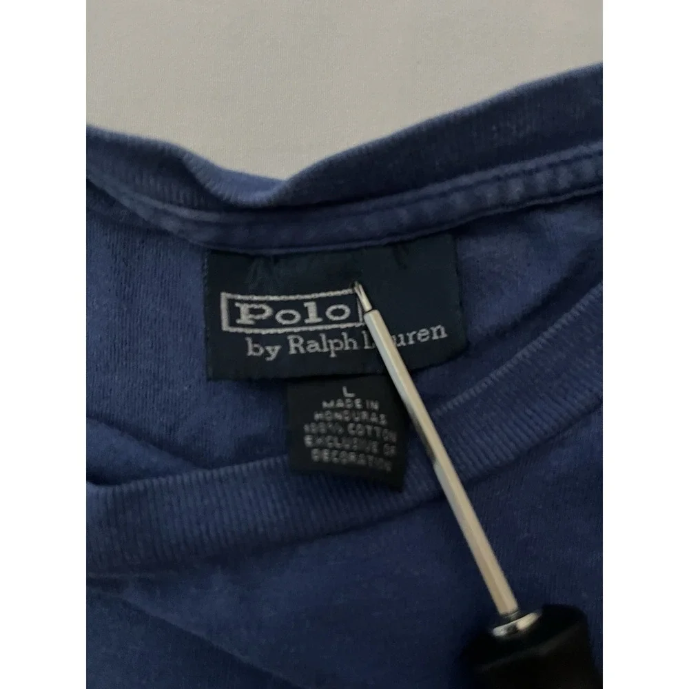 Polo Ralph Lauren Long Sleeve Crew T Shirts Men's Size Large Blue & Black Lot X2